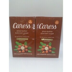 (12) Caress Shea Butter & Brown Sugar Bar Soap Exfoliating Beauty Bars 3.15 Oz